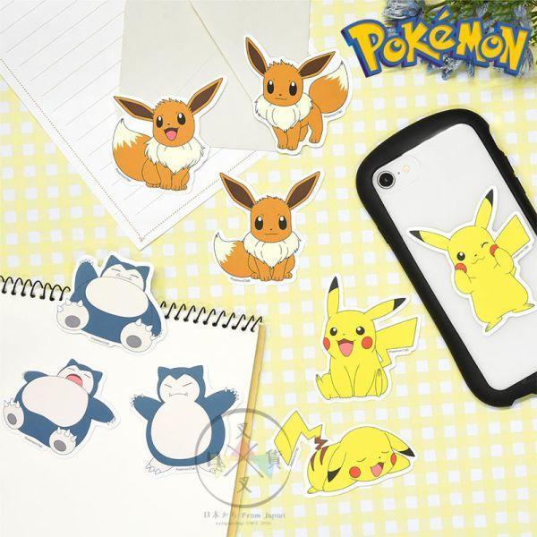 精靈寶可夢 神奇寶貝 皮卡丘耿鬼百變怪卡比獸伊布 防水手機安全帽行李箱 貼紙3入組 5選1 