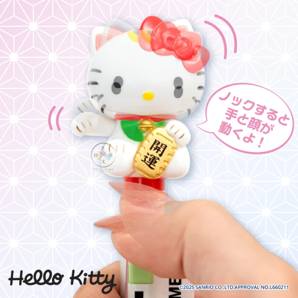 預購10月 三麗鷗 凱蒂貓 KITTY 招財貓 可動 公仔 原子筆 白 黑 金 3選1 日本製 