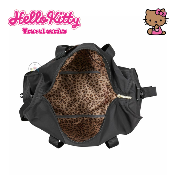 三麗鷗 曬黑 KITTY 凱蒂貓 刺繡大頭 行李袋 旅行袋 可折疊 M號 23L 