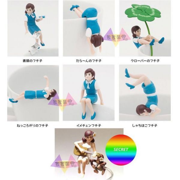 杯緣子OL女孩中藍色制服各種姿態幸運草系列公仔6+1隱藏版扭蛋公仔7入組 