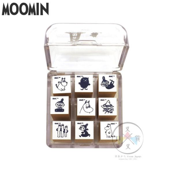 預購 MOOMIN 嚕嚕米 小不點 溜溜們 阿金 木頭印章 9入組合裝 日本製 