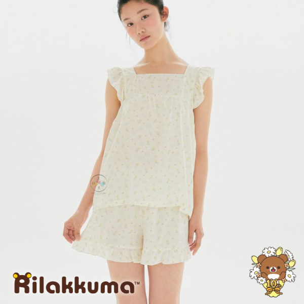 預購7月 拉拉熊 懶懶熊 蜜茶熊 韓國限定 居家服 荷葉邊 無袖睡衣 睡褲 2件組 S/M/L 3選1【6/27截止】 
