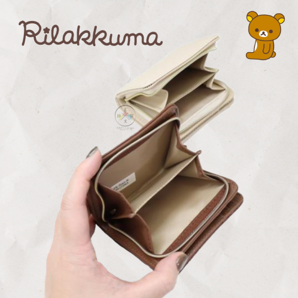 拉拉熊 懶懶熊 菱格壓紋 立體金屬牌 拉鍊 兩折短夾 零錢包 2選1 