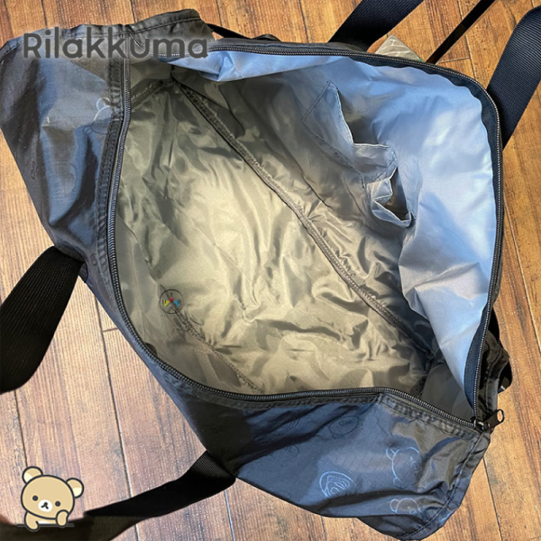 拉拉熊 懶懶熊 發呆 斜背包 摺疊波士頓包 L號 38L 行李箱拉桿購物袋 黑色 