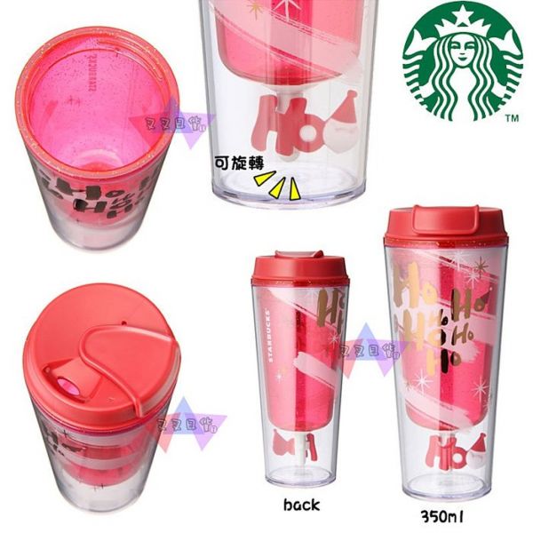 絕版星巴克starbucks日本限定2014年聖誕老人杯HoHoHo旋轉紅色隨身杯350ml 