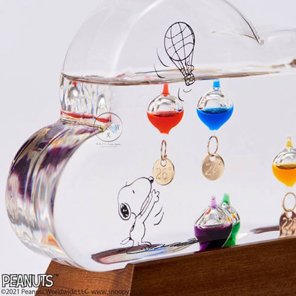 史努比 Snoopy 雲朵造型 透明浮球伽利略溫度計 擺飾 盒裝 