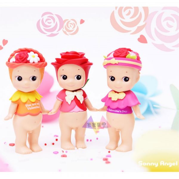 Sonny Angel 2018情人節玫瑰花Q比娃娃公仔4入 