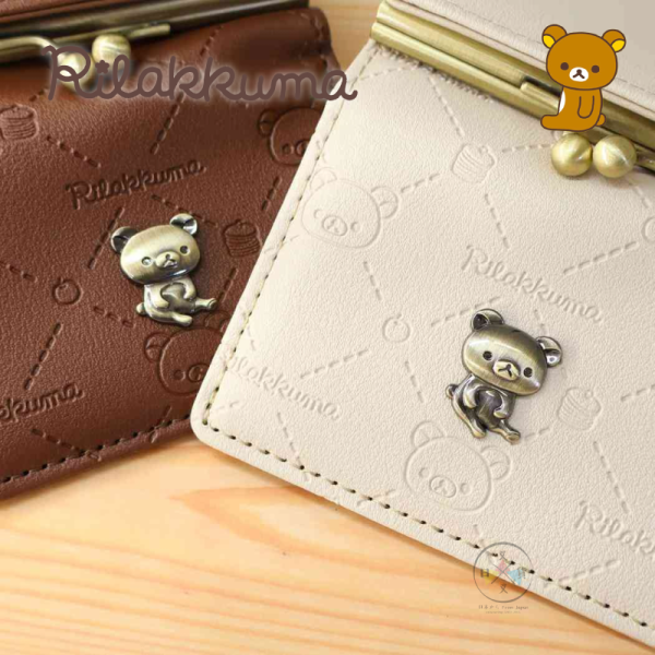 拉拉熊 懶懶熊 菱格壓紋 立體金屬牌 拉鍊 口金包 三折短夾 零錢包 2選1 