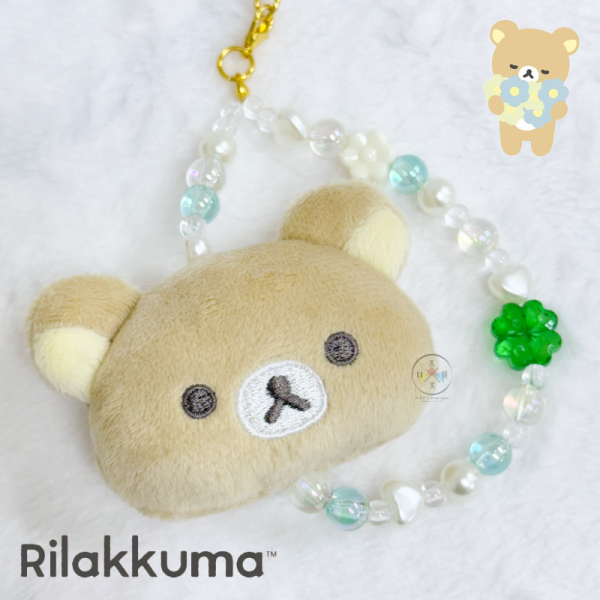 拉拉熊 懶懶熊 懶妹 幸運草絨毛大頭串珠珠 手機吊飾 2選1 