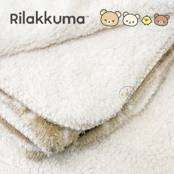 拉拉熊 懶懶熊 專賣店 長毛 雙層 布標 毛毯 100x70公分 咖 藍色 2選1 