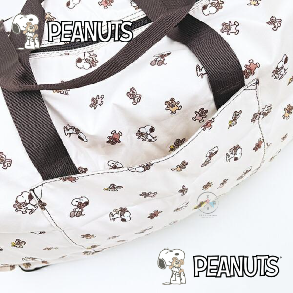 SNOOPY 史努比 泰迪熊 行李袋 旅行袋 可折疊 L號 38L 