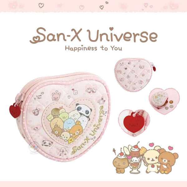 預購9月 san-x宇宙 心心相印 拉拉熊趴趴熊角落生物烤焦麵包 絎縫刺繡 愛心零錢包 