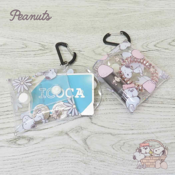 SNOOPY 史努比 歐拉夫 草莓季 透明 方形卡片 零錢包 收納包 附扣環 2選1 日本製 