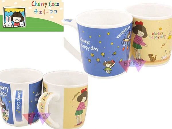 LINE人氣貼圖櫻桃可可馬克杯 星星/動物 2選1 