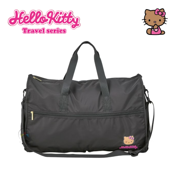 三麗鷗 曬黑 KITTY 凱蒂貓 刺繡大頭 行李袋 旅行袋 可折疊 L號 38L 