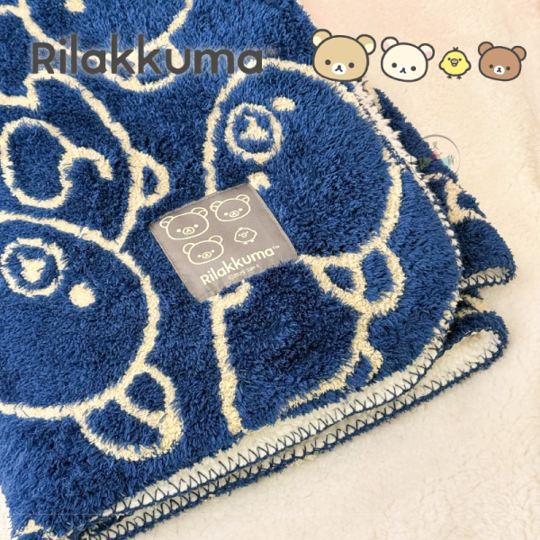 拉拉熊 懶懶熊 專賣店 長毛雙層 布標 毛毯 100x140公分 咖 藍色 2選1 