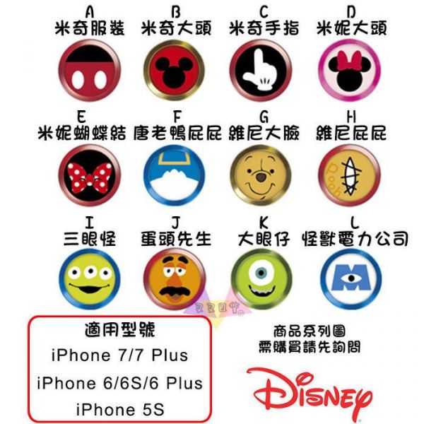 迪士尼玩具總動員蛋頭先生指紋辨識iPhone 7 6S Home鍵按鍵貼 