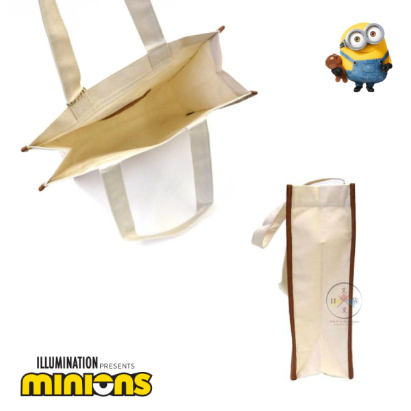 小小兵 MINIONS Tim熊 絨毛刺繡 帆布托特包 肩背包 附皮革吊飾 