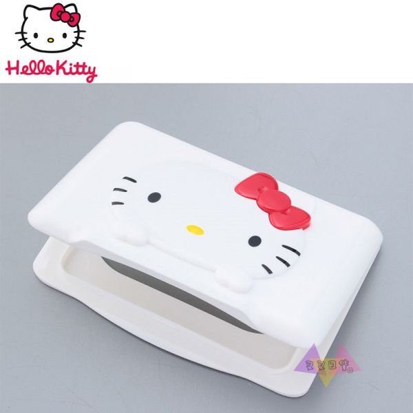 HELLO KITTY凱蒂貓立體大臉方蓋濕紙巾蓋可重複使用黏貼蓋保存蓋 