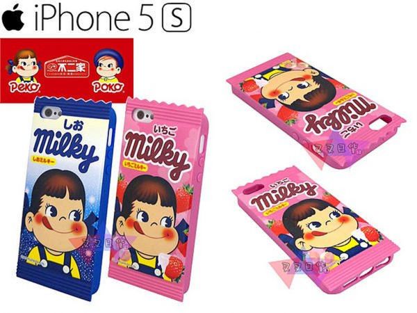 [三折] 不二家牛奶妹PEKO糖果袋iphone 5 5S SE保護殼藍2選1 