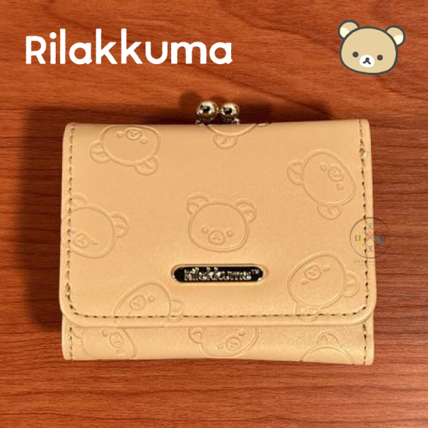 拉拉熊 懶懶熊 仿皮 三折短夾 零錢包 側躺 水彩風 壓紋 金屬牌 2選1 