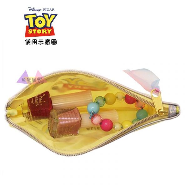 迪士尼玩具總動員水彩三眼怪玩皮球黃底磨砂感防水筆袋化妝包 