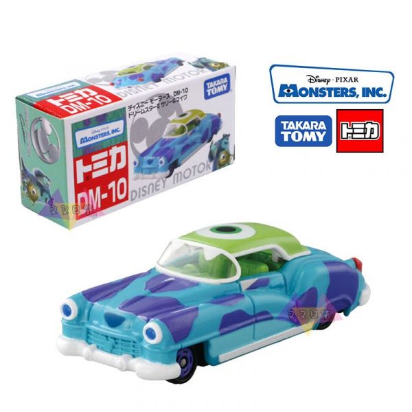 迪士尼怪獸電力公司大眼仔綠車頂毛怪藍車身TOMY玩具小汽車公仔盒裝 