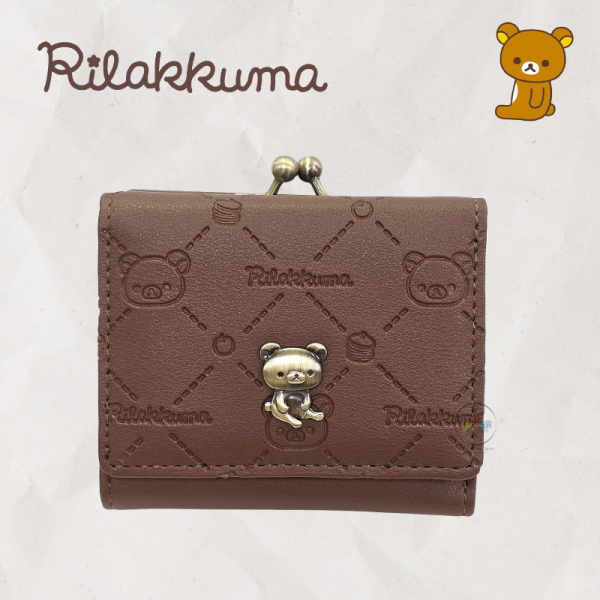 預購12月 拉拉熊 懶懶熊 菱格壓紋 立體金屬牌 拉鍊 口金包 三折短夾 零錢包 2選1