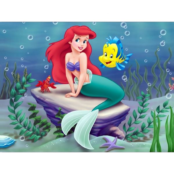 迪士尼樂園限小美人魚艾莉兒手繪感小比目魚湖水綠海底世界隨行杯350ml 