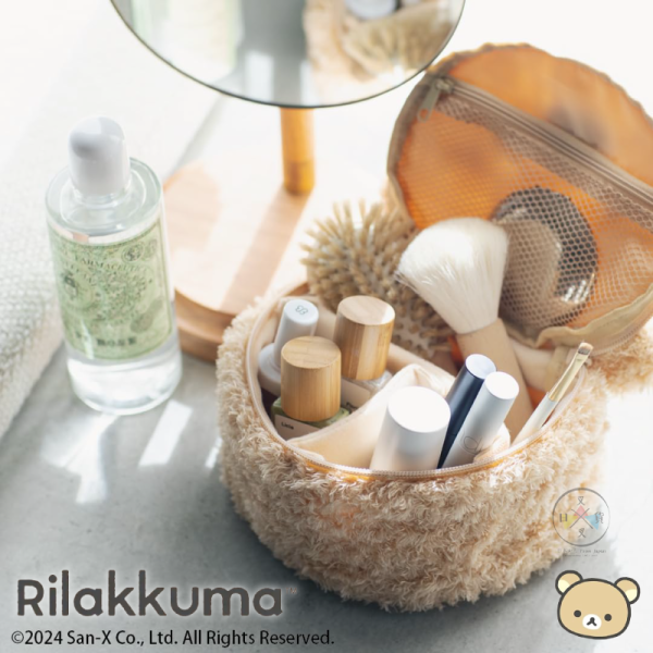 拉拉熊 懶懶熊 專賣店限定 手提 大臉 頭型 絨毛 刺繡 化妝包 收納包 