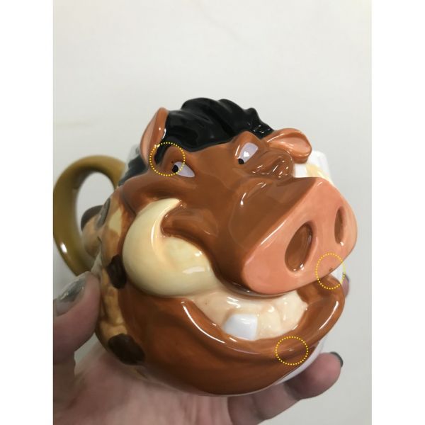 迪士尼獅子王彭彭丁滿大臉立體白底馬克杯380ml盒裝 