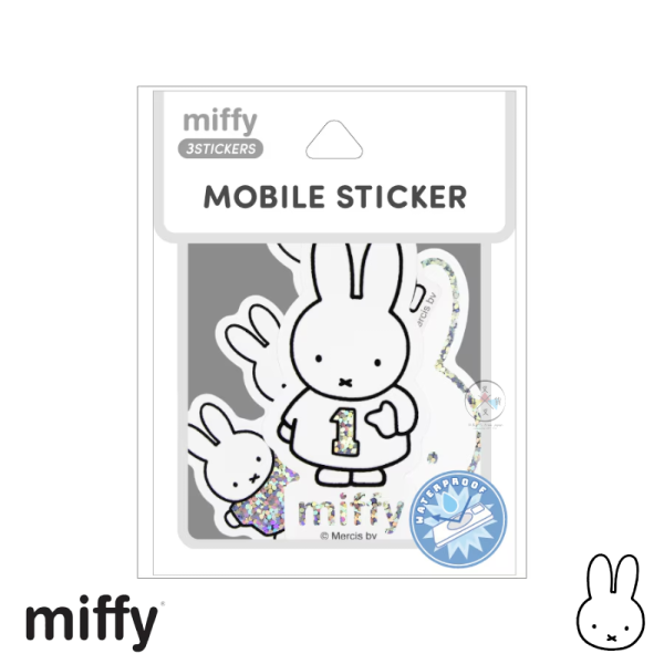 miffy 米飛兔 閃鑽 防水 手機平板 大貼紙 3件組 