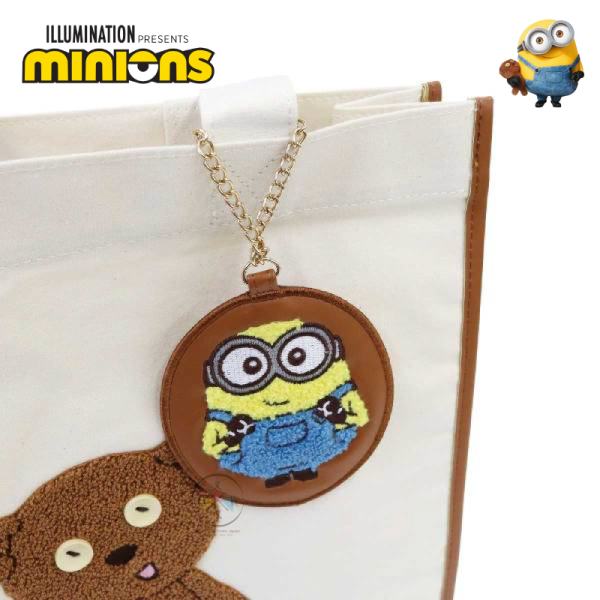 小小兵 MINIONS Tim熊 絨毛刺繡 帆布托特包 肩背包 附皮革吊飾 