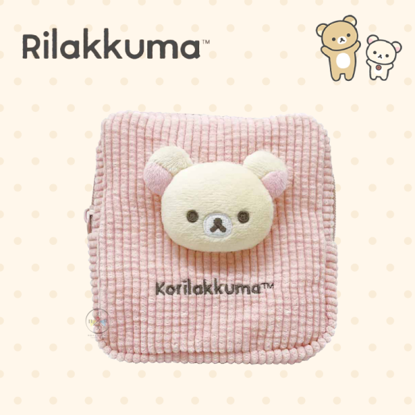 拉拉熊 懶懶熊 懶妹 BASIC 絨毛 大頭拼接 燈芯絨 化妝包 2選1 