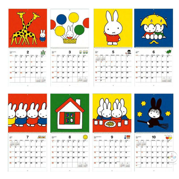 2027年 miffy 米飛兔 壁掛式 月曆 掛曆 萊茵藍小花 日本製 