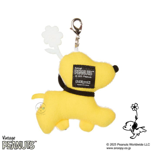 SNOOPY 史努比 1950s 小花 耳朵飛飛 復古 絨毛拉鍊吊飾