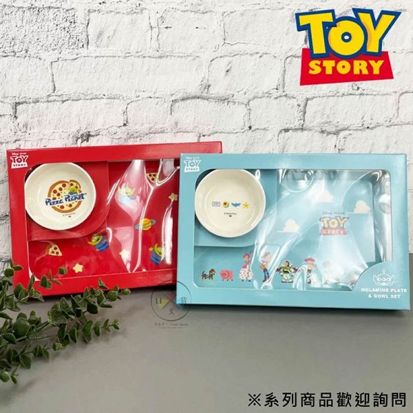 迪士尼 玩具總動員 三眼怪披薩星球 紅色 托盤&碗餐具組 盒裝 