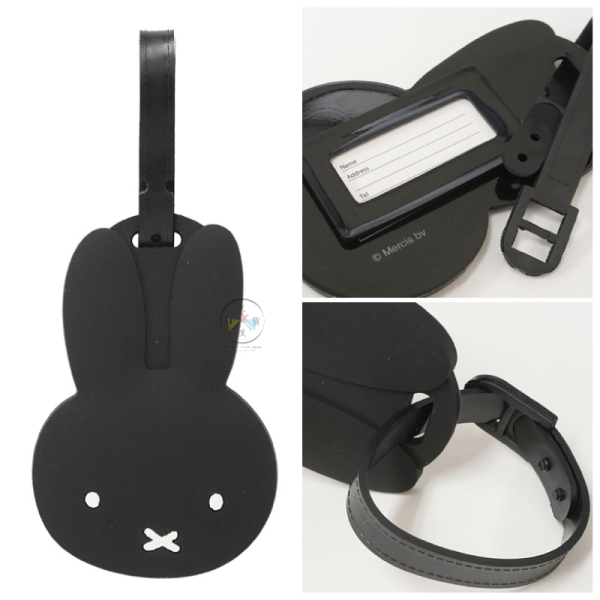 miffy 米飛兔 大頭 PVC 行李吊牌 姓名牌 黑色 