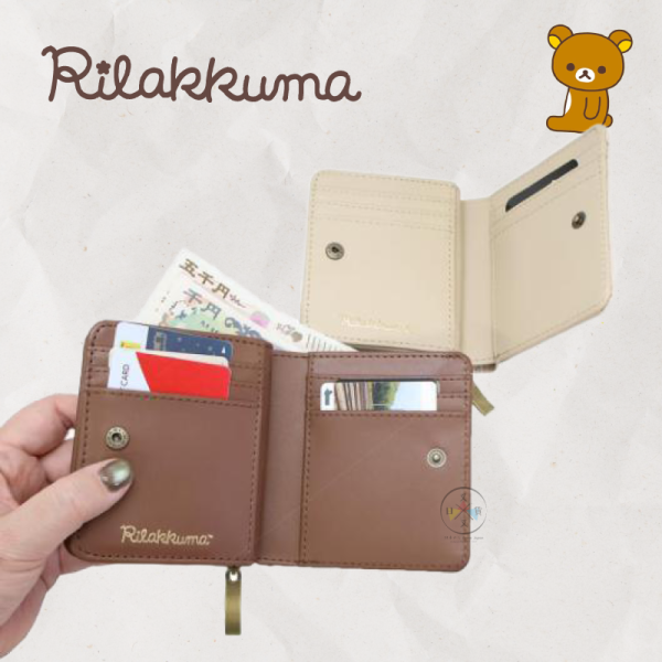 拉拉熊 懶懶熊 菱格壓紋 立體金屬牌 拉鍊 兩折短夾 零錢包 2選1 