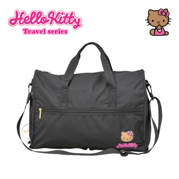 三麗鷗 曬黑 KITTY 凱蒂貓 刺繡大頭 行李袋 旅行袋 可折疊 M號 23L 