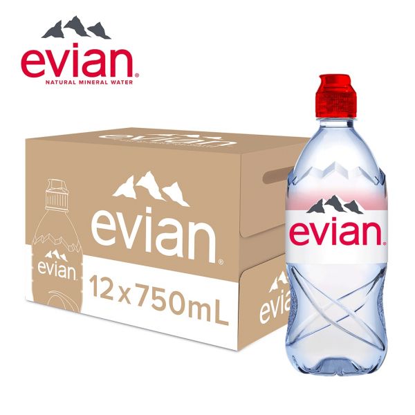 依雲天然礦泉水Evian Natural Mineral Water750ml x12瓶(原廠公司貨) Evian,依雲,天然,礦泉水,750ml,運動瓶,寶特瓶,12瓶,法國,阿爾卑斯山,原裝進口,電解質,不含人工添加物