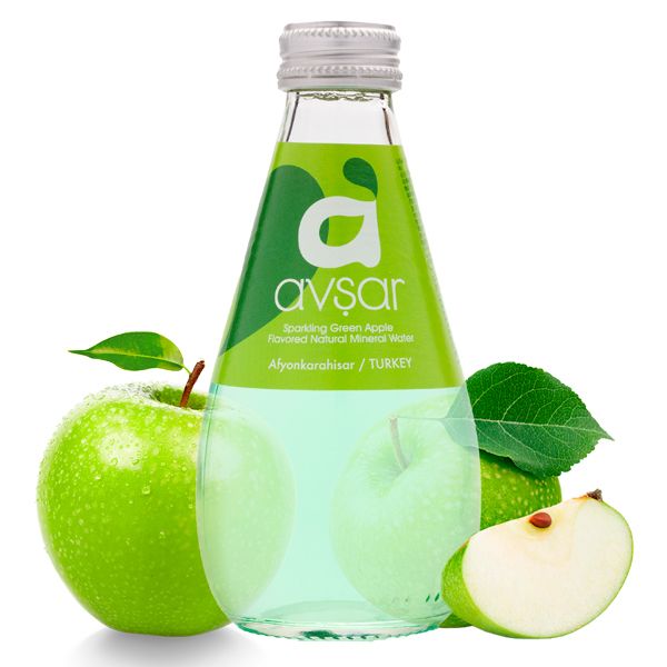 AVSAR艾芙夏青蘋果天然氣泡礦泉水 200ml x24瓶 土耳其,天然香料,燈泡瓶,氣泡水,礦物質,青蘋果