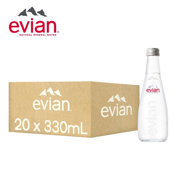 依雲天然礦泉水Evian Natural Mineral Water330ml x20瓶(原廠公司貨) Evian,依雲,天然,礦泉水,330ml,玻璃瓶,法國,阿爾卑斯山,原裝進口,氣泡水,電解質,不含人工添加物