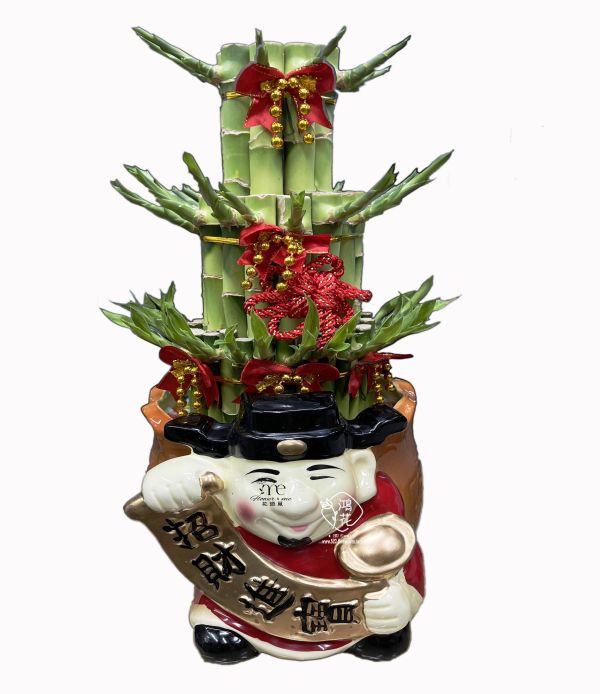 財神爺造型開運竹 台中鴻花花店代客送花-開幕盆栽,開運竹盆栽大方有面子,節節高升開運竹,招財貓開運竹,開店,陞官,風水樹.工商賀禮盆栽/好照顧盆栽/開幕賀禮盆栽-居家盆栽,台中代客送花,中彰投全省代客送花