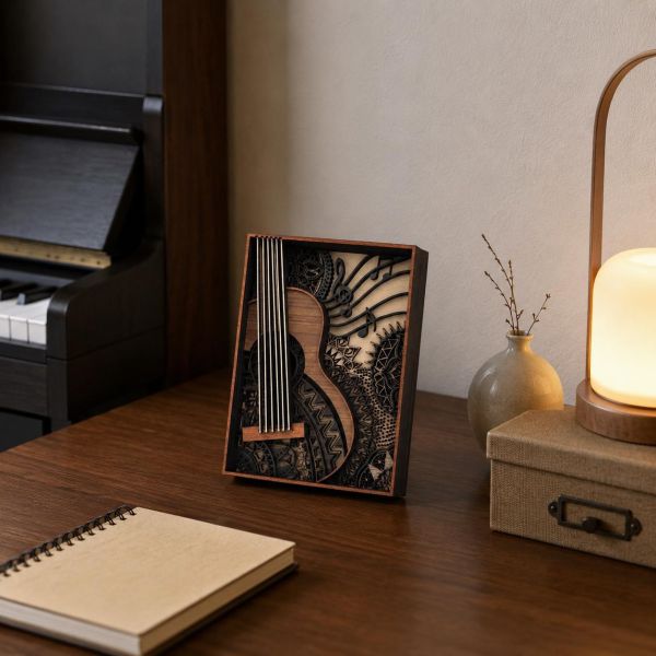 吉他獨奏曲 19x14cm (小尺寸)｜木質立體框畫 木製吉他擺飾,吉他框畫,木質吉他裝飾,吉他造型擺設,音樂主題擺飾,多層次木雕,木製藝術品,居家裝飾品,文青風擺飾,桌面小型擺設,房間風格布置,音樂室裝飾,書房擺飾,客廳裝飾品,北歐風裝飾,交換禮物推薦,音樂人禮物,生日禮物創意,聖誕節禮物,手工禮物
