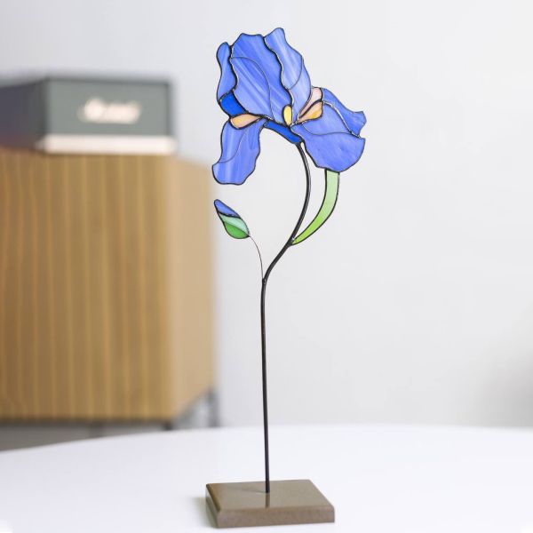 鳶尾花 Iris︱陽光捕手(底座) 捉光擺飾,居家裝飾,窗戶掛飾,捕夢者,花藝裝飾,陽光捕手,鑲嵌玻璃,情人節禮物,北歐風,花店,母親節禮物
