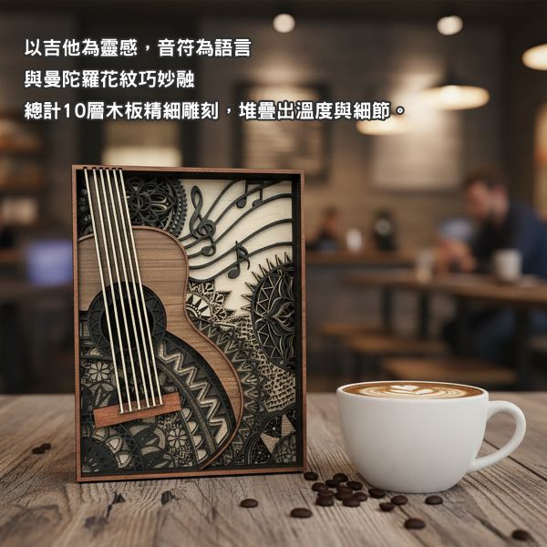 吉他造型木質框畫 木製吉他擺飾,吉他框畫,木質吉他裝飾,吉他造型擺設,音樂主題擺飾,多層次木雕,木製藝術品,居家裝飾品,文青風擺飾,桌面小型擺設,房間風格布置,音樂室裝飾,書房擺飾,客廳裝飾品,交換禮物推薦,音樂人禮物,生日禮物創意,聖誕節禮物,手工禮物