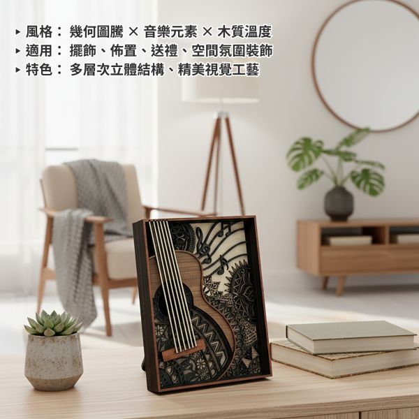 吉他造型木質框畫 木製吉他擺飾,吉他框畫,木質吉他裝飾,吉他造型擺設,音樂主題擺飾,多層次木雕,木製藝術品,居家裝飾品,文青風擺飾,桌面小型擺設,房間風格布置,音樂室裝飾,書房擺飾,客廳裝飾品,交換禮物推薦,音樂人禮物,生日禮物創意,聖誕節禮物,手工禮物