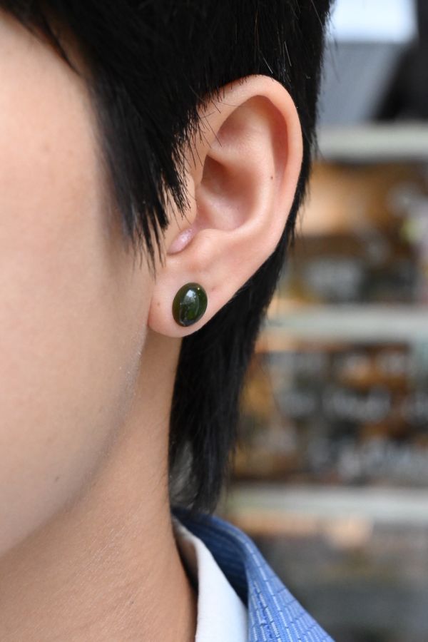 臺灣玉耳釘(單支)_蛋形|寶石拼圖