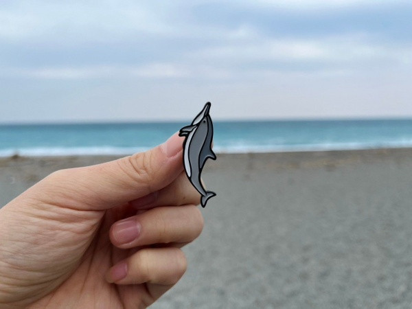 飛旋海豚_鯨豚造型金屬徽章 | 黑潮海洋基金會 